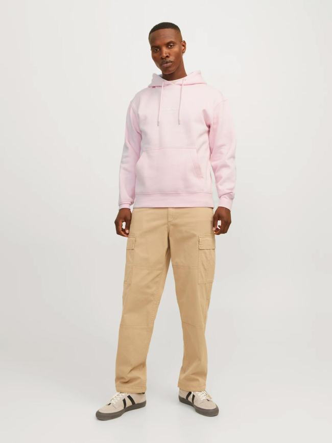 Sweat à capuche jorvesterbro rose homme - Jack & Jones