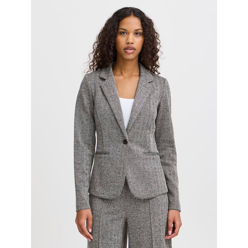 Veste blazer jacquard kate noir femme - Ichi