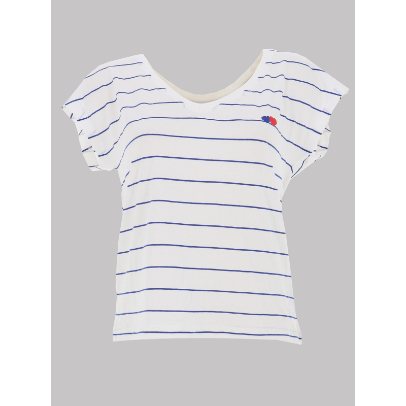 T-shirt rayé col v susi blanc bleu femme - Only