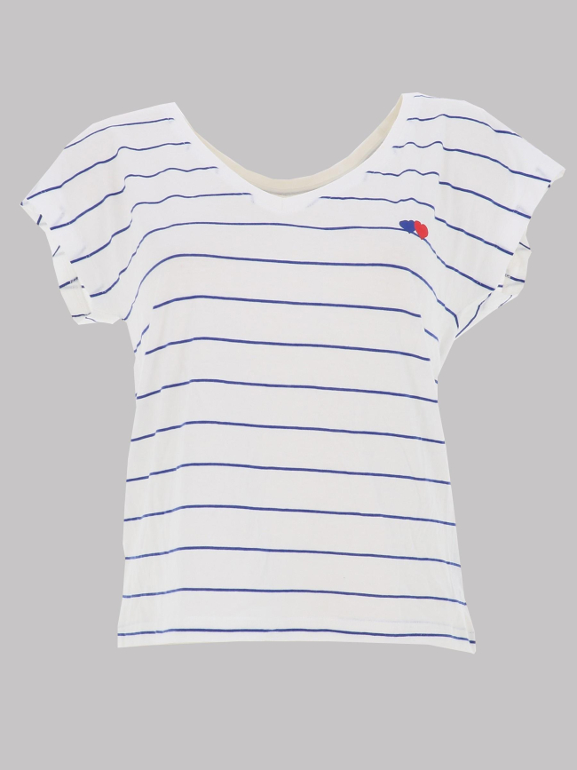 T-shirt rayé col v susi blanc bleu femme - Only