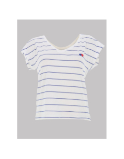 T-shirt rayé col v susi blanc bleu femme - Only