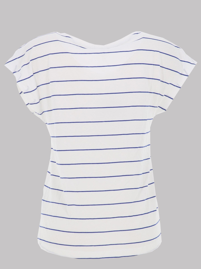 T-shirt rayé col v susi blanc bleu femme - Only