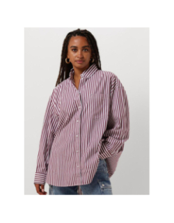 Chemise rayée oversize pinstripe bordeau femme - Tommy Jeans