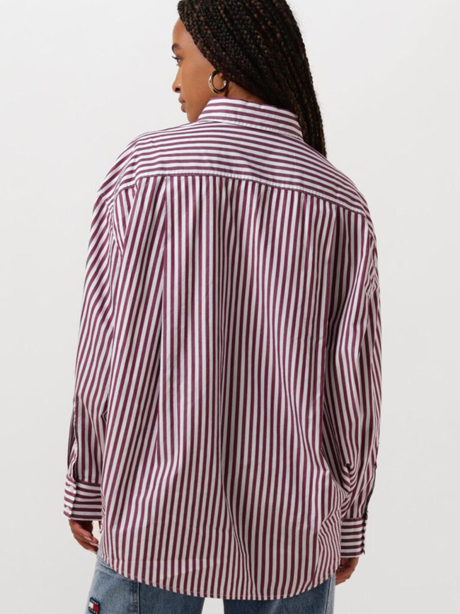 Chemise rayée oversize pinstripe bordeau femme - Tommy Jeans