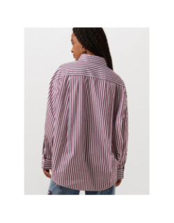 Chemise rayée oversize pinstripe bordeau femme - Tommy Jeans