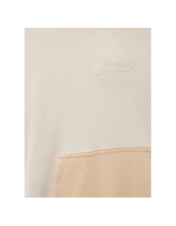 Sweat à capuche colorblock active rose beige fille - Guess