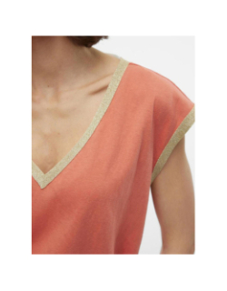 T-shirt col v doré maldora orange femme - Vero Moda