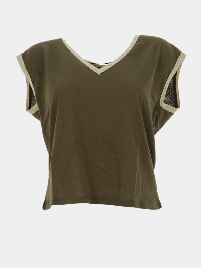 T-shirt col v doré maldora kaki femme - Vero Moda