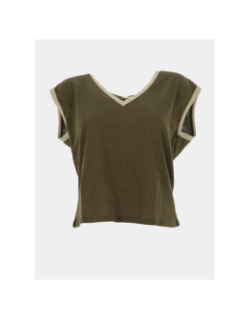 T-shirt col v doré maldora kaki femme - Vero Moda