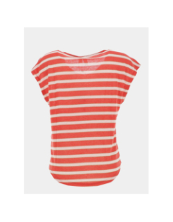 T-shirt col v manika rayé orange écru femme - Vero Moda