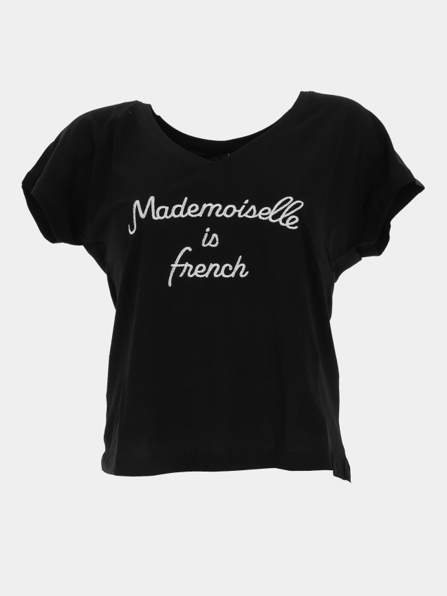 T-shirt col v winnie life message noir femme - Only