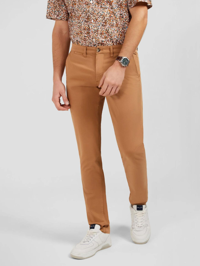 Pantalon chino slim amrron noisette homme - Eden Park