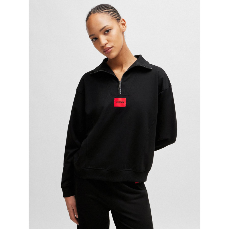 Sweat ample col zippé talua noir femme - Hugo