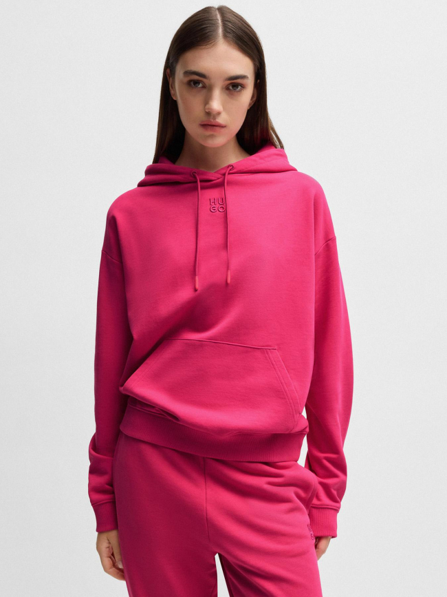 Sweat à capuche uni delfinia rose fuchsia femme - Hugo