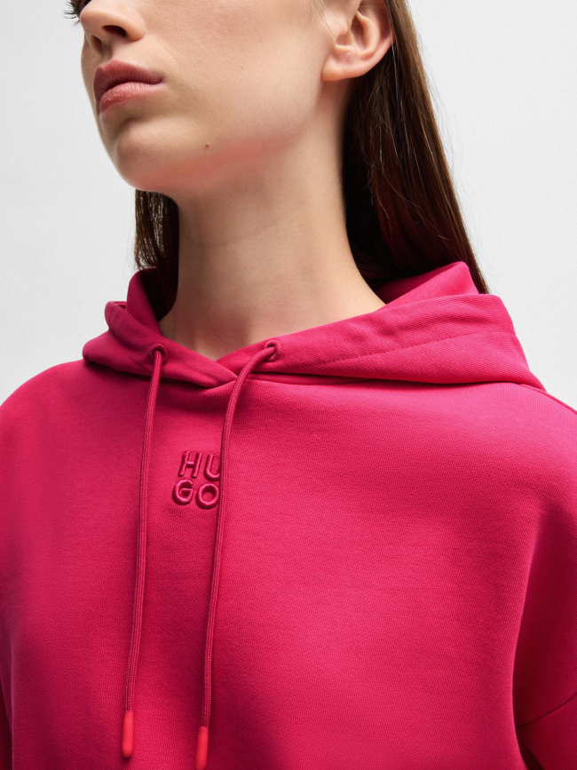 Sweat à capuche uni delfinia rose fuchsia femme - Hugo