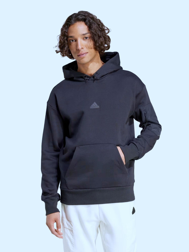 Sweat à capuche molleton city escape noir homme - Adidas