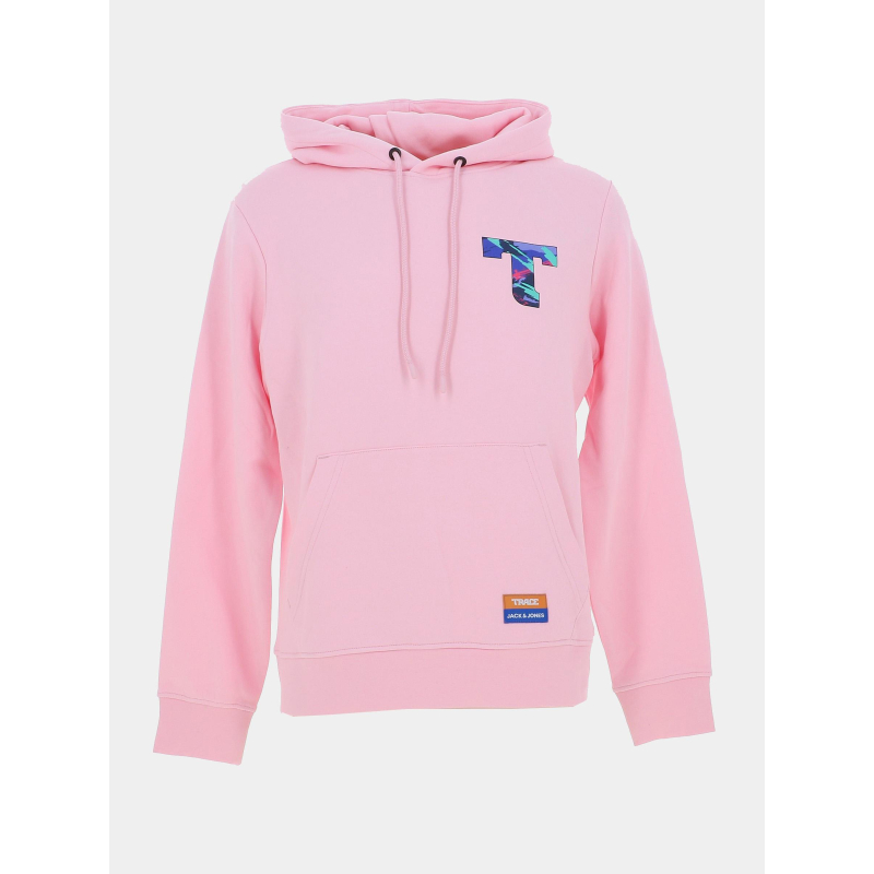 Sweat à capuche trace rose homme - Jack & Jones