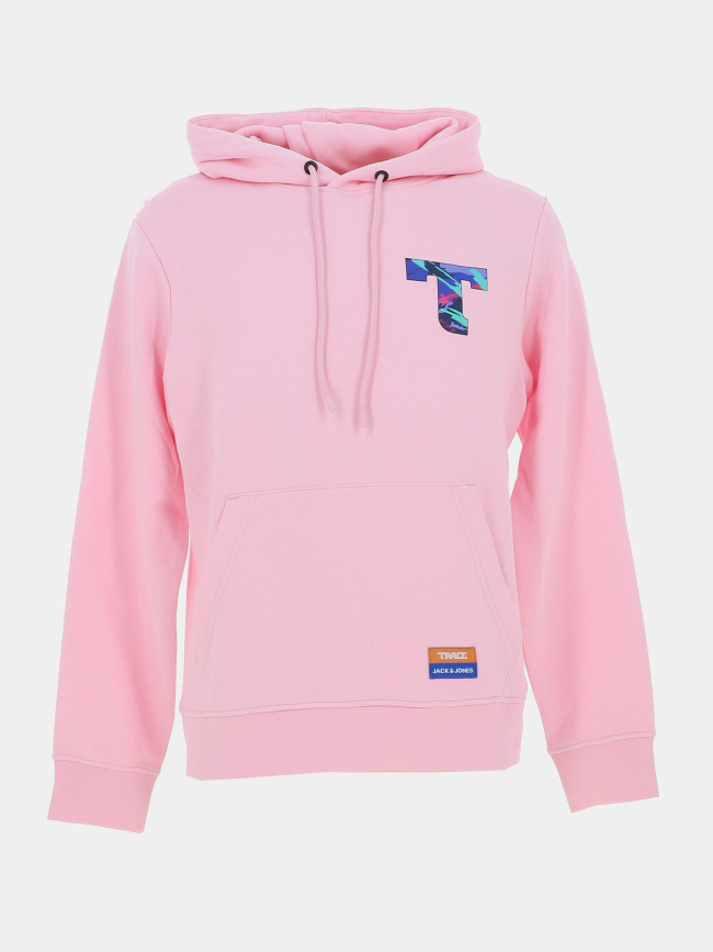 Sweat à capuche trace rose homme - Jack & Jones