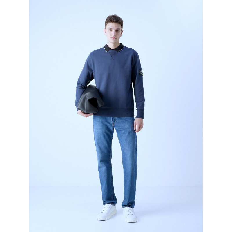 Pull badge crewneck bleu marine homme - Calvin Klein Jeans