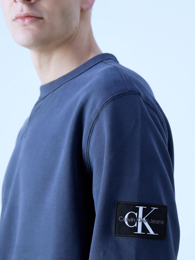 Pull badge crewneck bleu marine homme - Calvin Klein Jeans