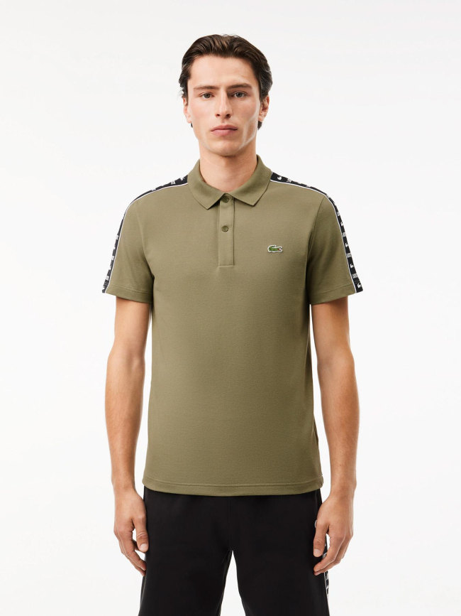 Polo regular fit en mini piqué stretch kaki homme - Lacoste