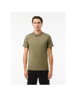 Polo regular fit en mini piqué stretch kaki homme - Lacoste