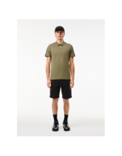 Polo regular fit en mini piqué stretch kaki homme - Lacoste