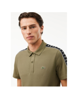 Polo regular fit en mini piqué stretch kaki homme - Lacoste