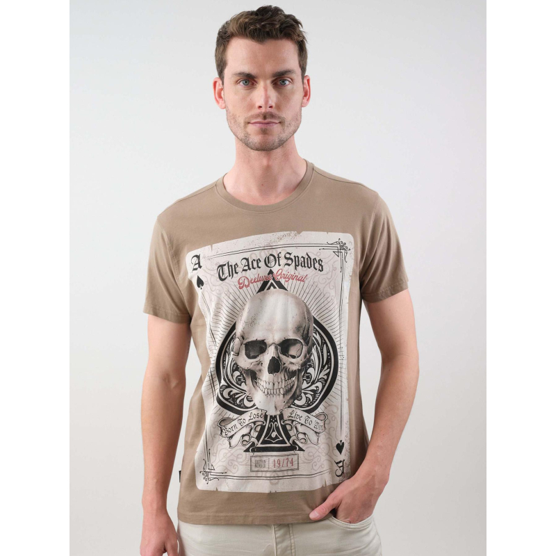 T-shirt ace of spade skull marron homme - Deeluxe