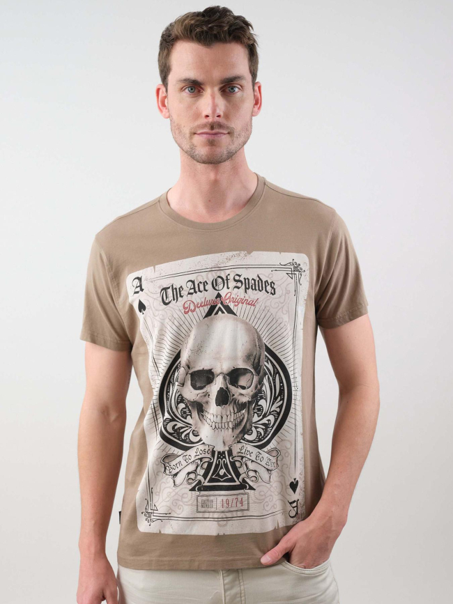 T-shirt ace of spade skull marron homme - Deeluxe