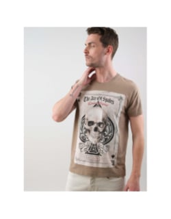 T-shirt ace of spade skull marron homme - Deeluxe