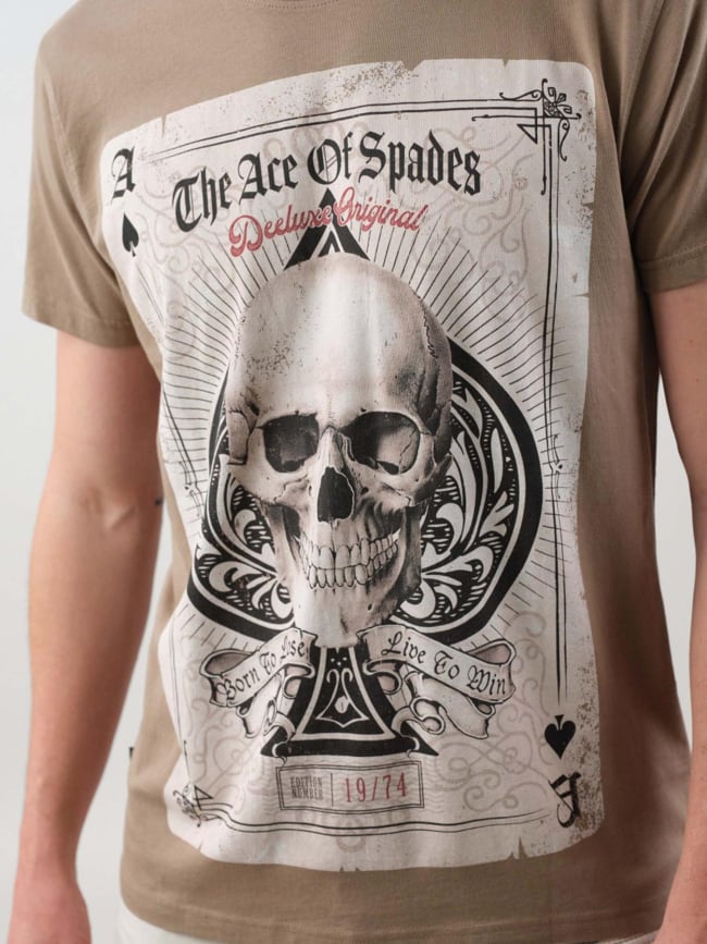 T-shirt ace of spade skull marron homme - Deeluxe