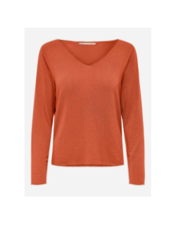 Pull fin uni hanna orange femme - Only