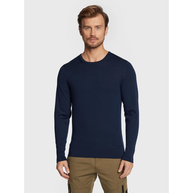 Pull en laine de mérinos bleu marine homme - Calvin Klein