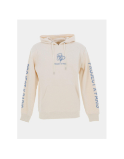 Sweat à capuche double logo brodé beige bleu homme - Project X Paris