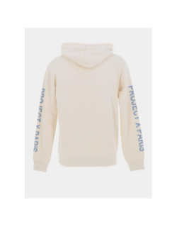 Sweat à capuche double logo brodé beige bleu homme - Project X Paris