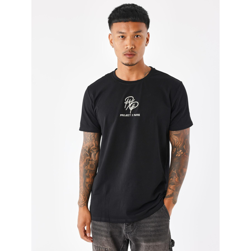 T-shirt double logo brodé noir homme - Project X Paris