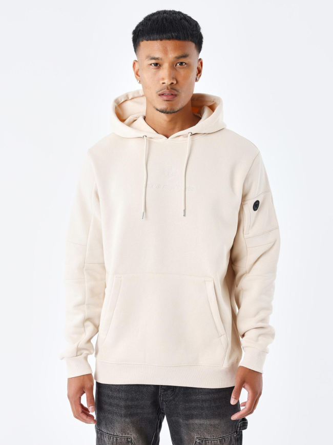 Sweat a capuche double logo brode beige homme Project X Paris wimod