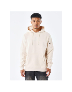 Sweat à capuche double logo brodé beige homme - Project X Paris