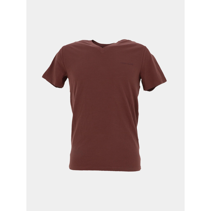 T-shirt col v tawax 2 marron homme - Teddy Smith