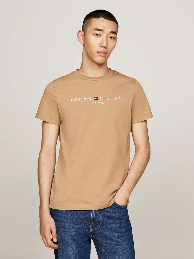 T-shirt logo safari canvas marron homme - Tommy Hilfiger