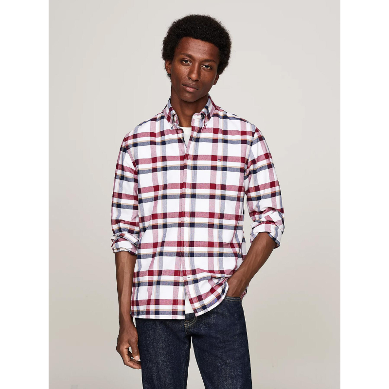 Chemise à carreaux heritage bordeaux blanc homme - Tommy Hilfiger