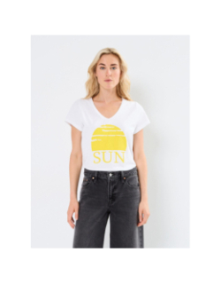 T-shirt merima blanc jaune femme - Pieces