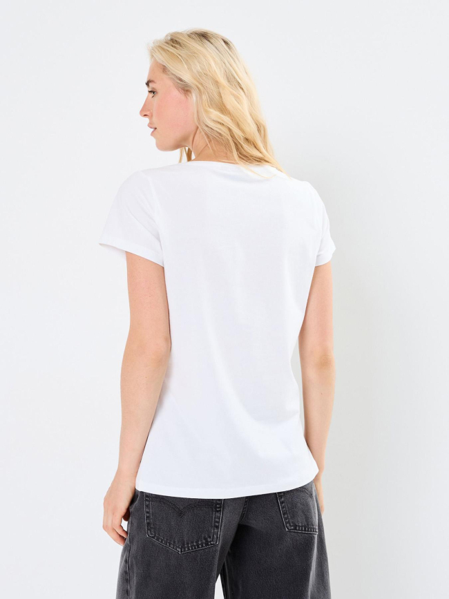 T-shirt merima blanc jaune femme - Pieces