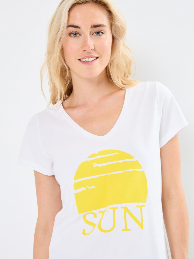 T-shirt merima blanc jaune femme - Pieces