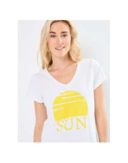 T-shirt merima blanc jaune femme - Pieces