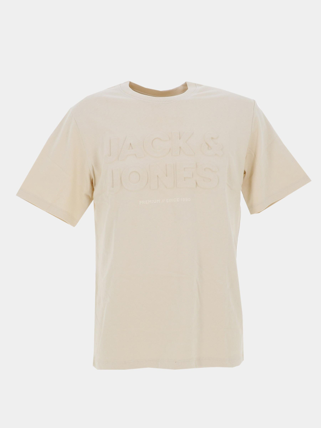 T-shirt logo relief blulife beige homme - Jack & Jones