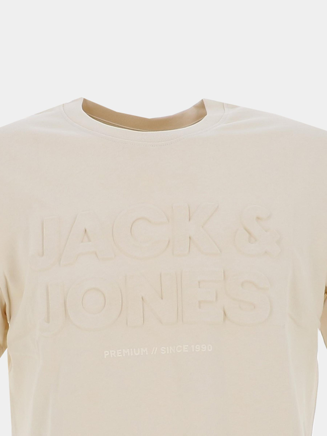 T-shirt logo relief blulife beige homme - Jack & Jones