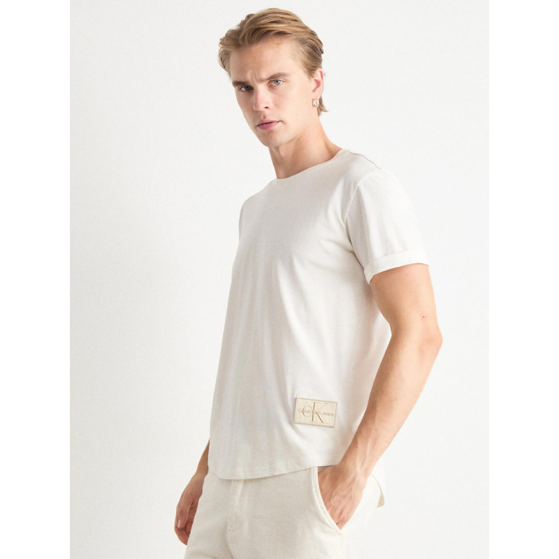 T-shirt badge turn up sleeve beige homme - Calvin Klein Jeans