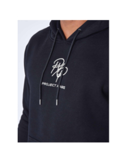 Sweat à capuche double logo brodé noir homme - Project X Paris